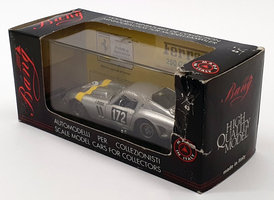 Bang 1/43 Scale 458 - Ferrari 250 GTO T,D France 64 - Metallic Grey