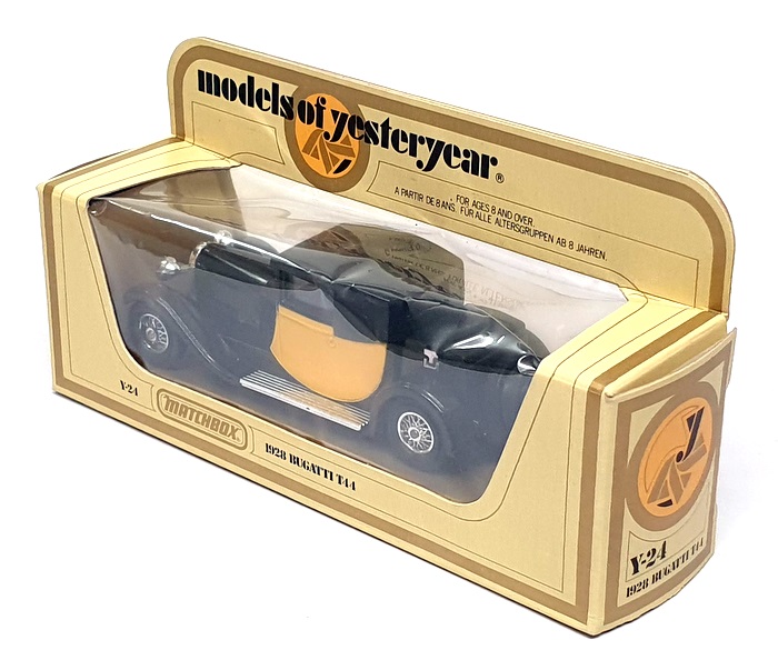 Matchbox Appx 10cm Long Diecast Y-24 - 1928 Bugatti T44 - Black/Yellow Matchbox Appx 10cm Long Diecast Y-24 - 1928 Bugatti T44 - Black/Yellow