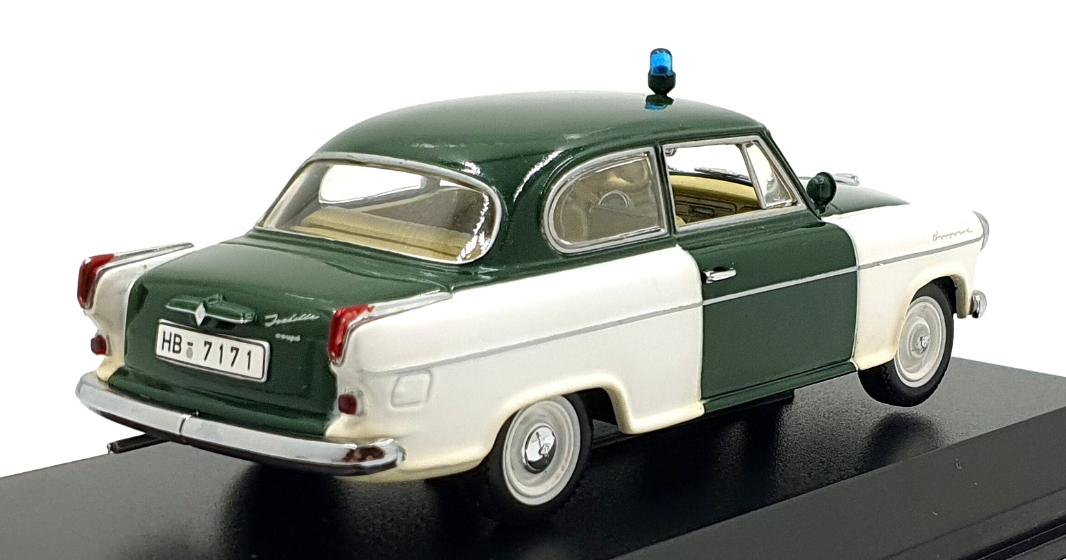 Norev 1/43 Scale 820030 - Borgward Isabella Police Car - White/Green Norev 1/43 Scale 820030 - Borgward Isabella Police Car - White/Green