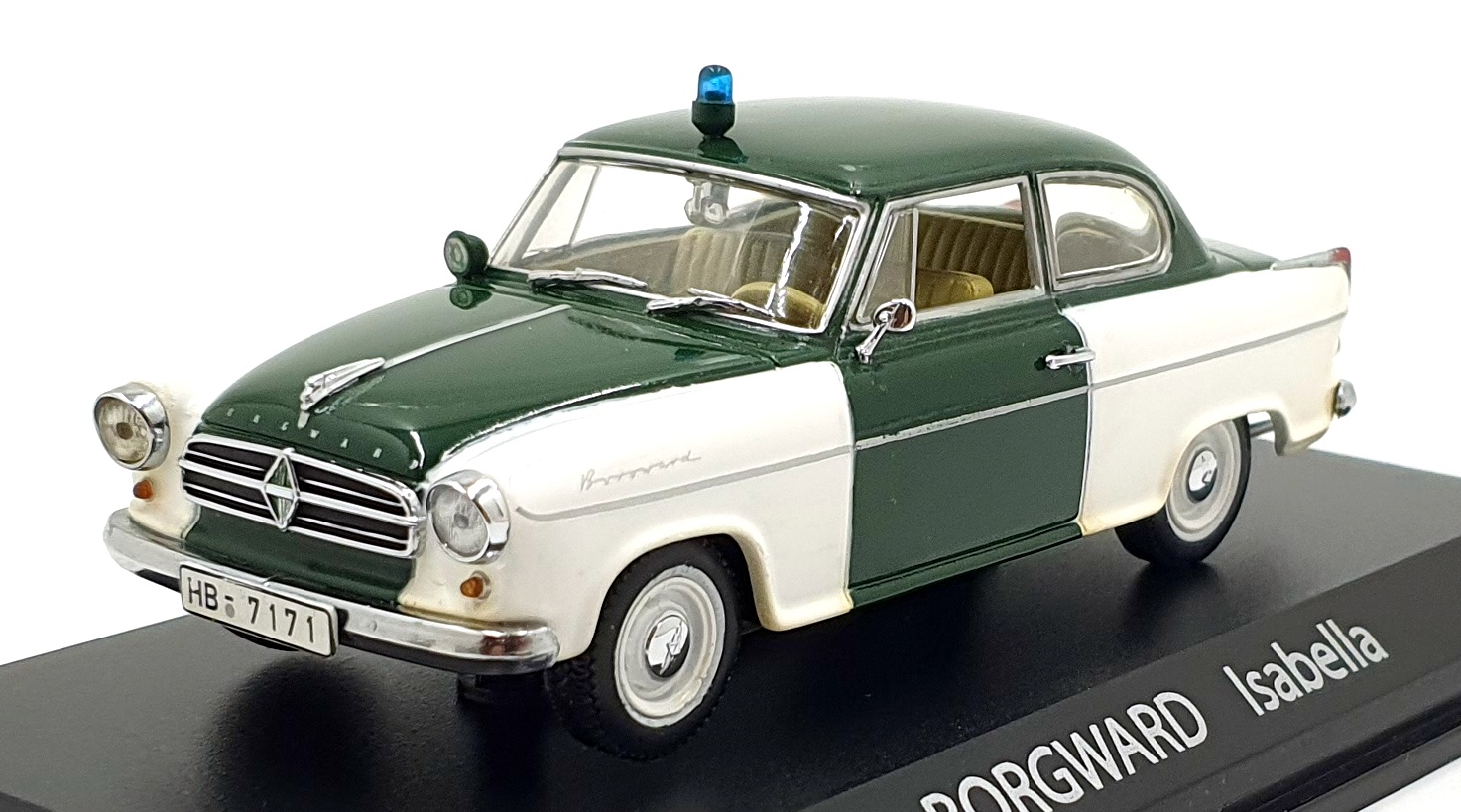 Norev 1/43 Scale 820030 - Borgward Isabella Police Car - White/Green Norev 1/43 Scale 820030 - Borgward Isabella Police Car - White/Green