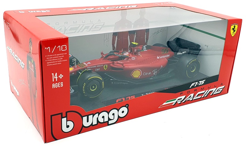 Burago 1/18 Scale 18-16811 - F1 Ferrari F1-75 2022 Carlos Sainz #55