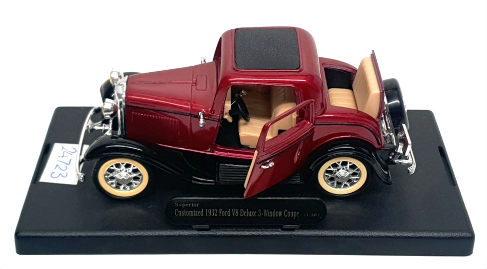 Superior Models 1/30 Scale 24723 - 1932 Customized Ford V8 Coupe - Deep Red 