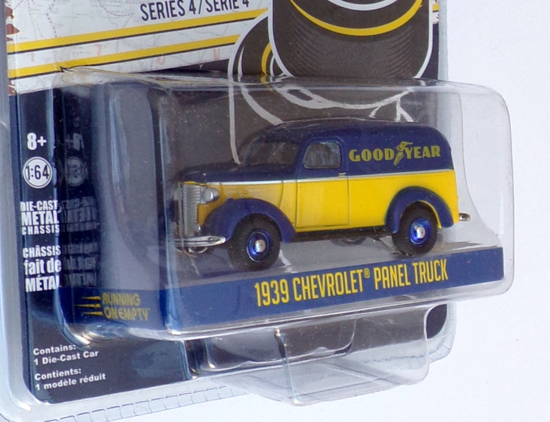 Greenlight 1/64 Scale 41040-B - 1939 Chevrolet Panel Truck Good Year Blue/Yellow