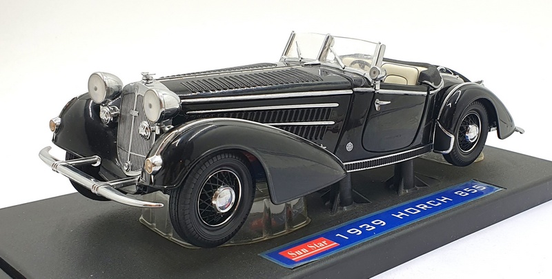 Sun Star 1/18 Scale Diecast 2401 - 1939 Horch 855 Roadster - Black Sun Star 1/18 Scale Diecast 2401 - 1939 Horch 855 Roadster - Black