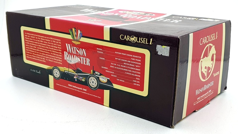 Carousel 1/18 Scale Diecast 4408 - 1962 Indy 500 Watson Roadster #44 J.Rathmann