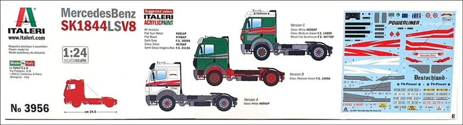 Italeri 1/24 Scale Unbuilt Kit 3956 - Mercedes Benz SK 1844 LS V8