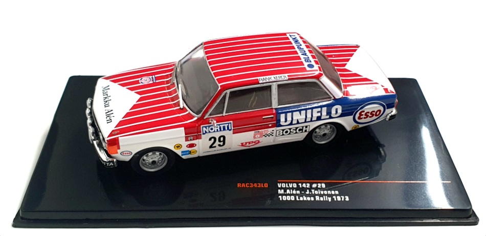 Ixo 1/43 Scale Diecast RAC343LQ - Volvo 142 #29 1000 Lakes Rally 1973