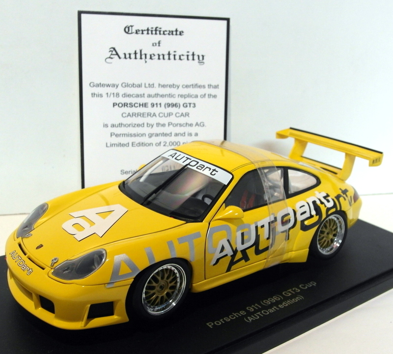 Autoart 1/18 Scale Diecast - 80675 Porsche 911 996 GT3 Cup Autoart Livery