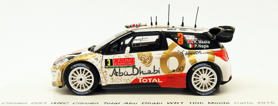 Spark 1/43 Scale S4503 - Citroen DS3 WRC #3 - 10th Abu Dhabi 2015