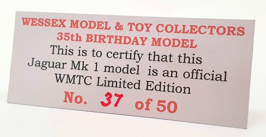 Corgi Based W.M.T.C. 35th Birthday Model 1984-2019 - Jaguar Mk.1 - Ivory 1 of 50