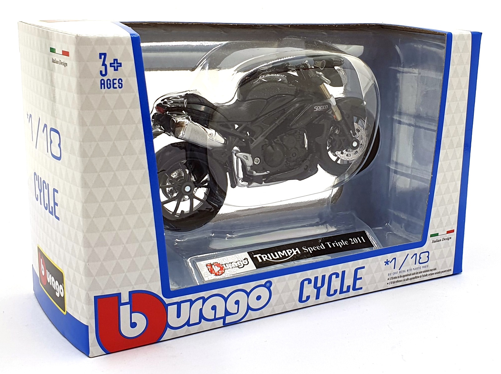 Burago 1/18 Scale 18-51047 - 2011 Triumph Speed Triple Motorbike - Black
