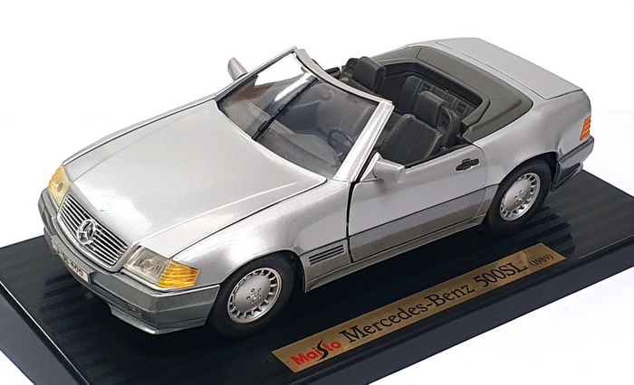 Maisto 1/18 Scale Diecast MB1989G - 1989 Mercedes Benz 500SL - Met. Grey