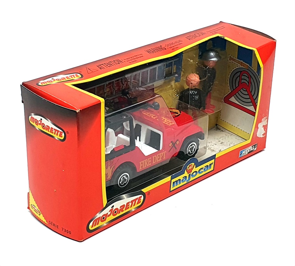 Majorette 1/46 Scale 7300 - Fire Dept. Jeep With Figures - Red