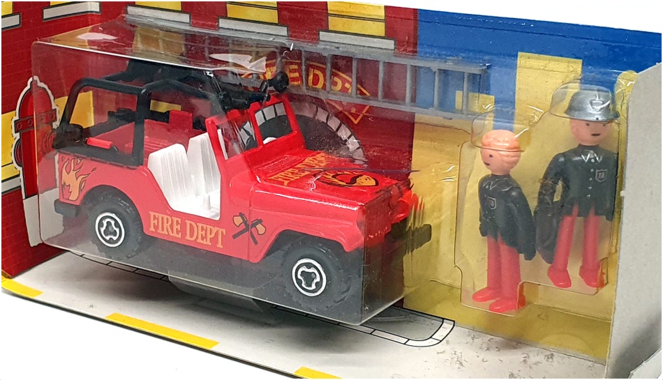 Majorette 1/46 Scale 7300 - Fire Dept. Jeep With Figures - Red