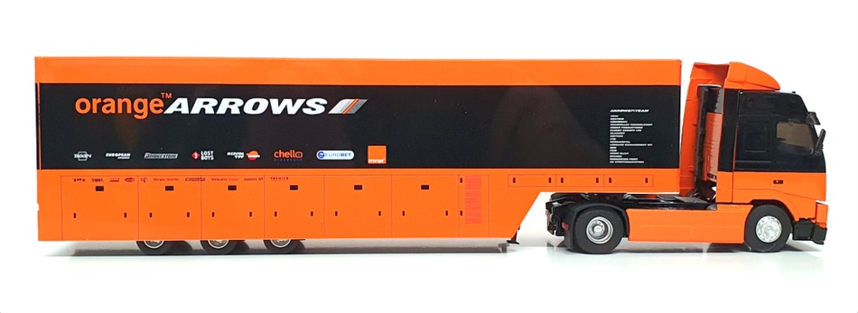 Eligor 1/43 Scale 111841 - Volvo F1 Transporter Truck Arrows 2000 - Orange/Black