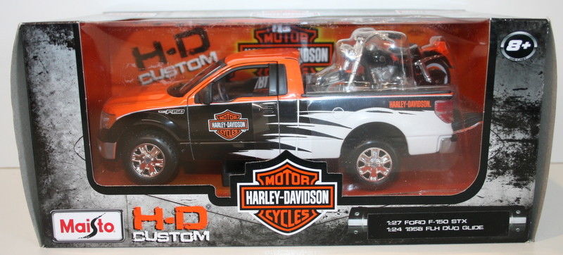 Ford Usa F-1 Custom Usa Harley Davidson Flh Duo Glide 1958 Maisto 1:24 MI32180