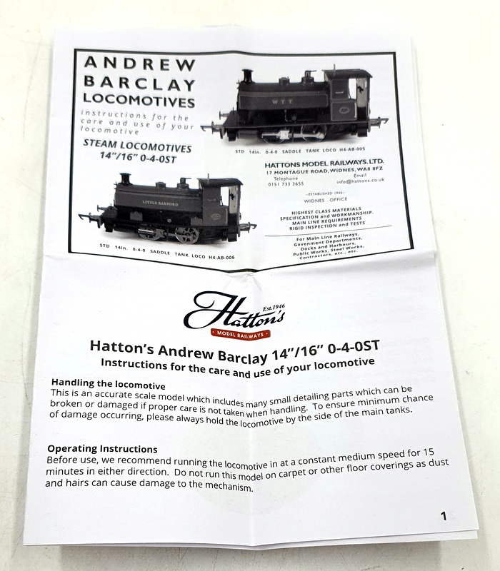 Hattons OO Gauge H4-AB14-004 -Andrew Barclay 0-4-0ST 14 Hattons OO Gauge H4-AB14-004 -Andrew Barclay 0-4-0ST 14