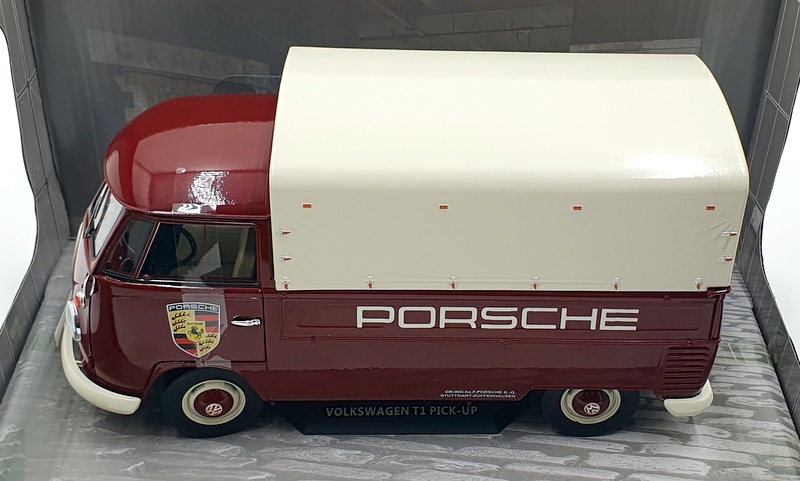 Solido 1/18 Scale Diecast S1806707 - 1950 VW T1 Pickup Porsche Service - Maroon 