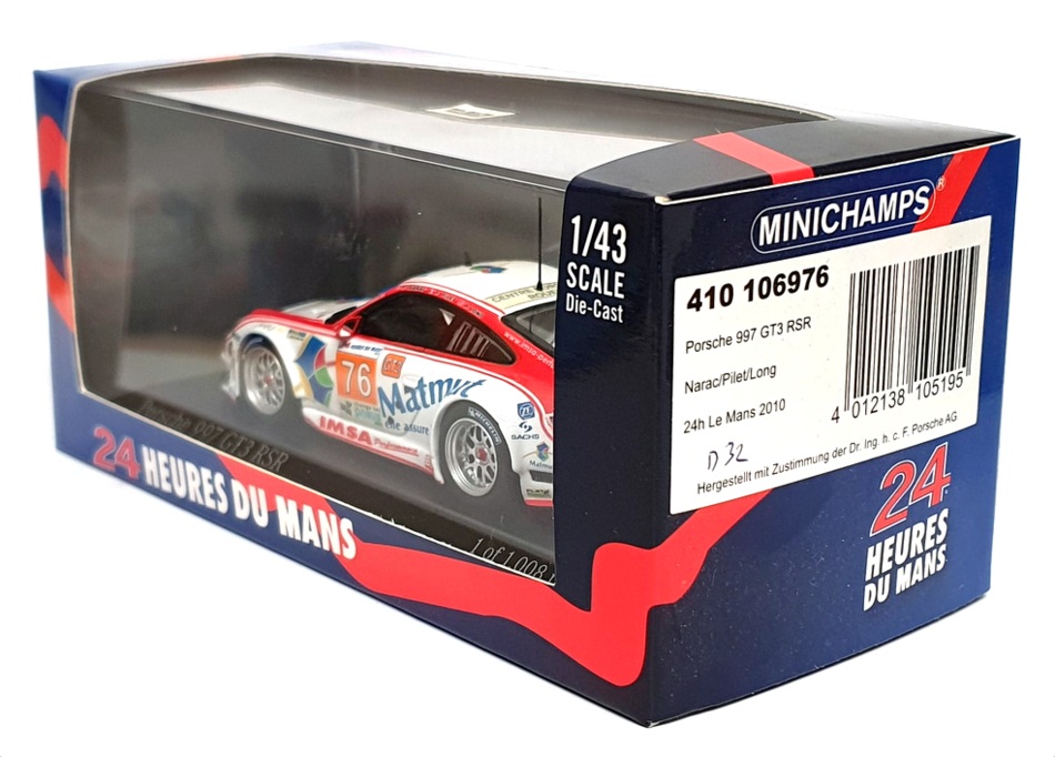Minichamps 1/43 Scale 410 106976 - Porsche 997 GT3 RSR 24h Le Mans 2010