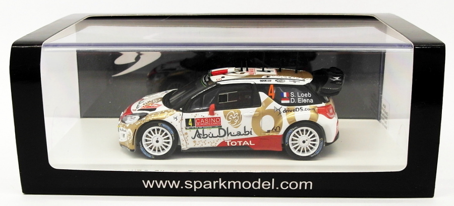 Spark 1/43 Scale S4504 - Citroen DS3 WRC Abu Dhabi #4 - 8th Monte Carlo 2015