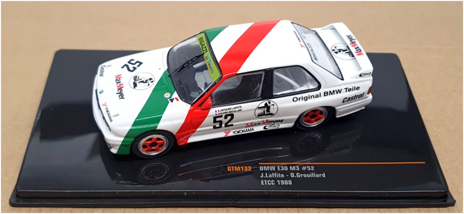 Ixo 1/43 Scale GTM132 - BMW E30 M3 ETCC 1988 #52 Laffite/Grouillard - White