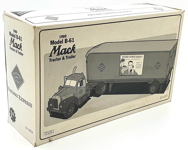 First Gear 1/34 Scale 19-1654 1960 B61 Mack Tractor And Trailer Railway Express