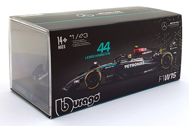 Burago 1/43 Scale 18-38209 - Mercedes AMG Petronas F1 W15 #44 - Lewis Hamilton