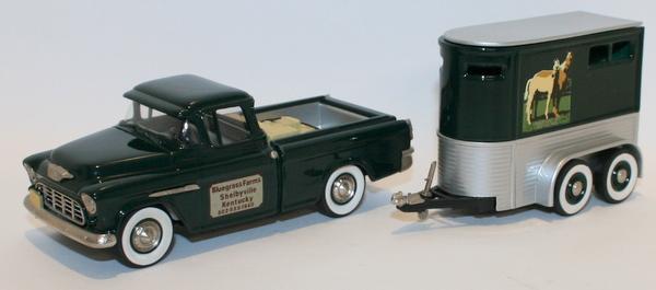 Brookin Models 1/43 Scale BRK62 & BRK53X - 1955 Chev Cameo & Trailer -Blue Grass
