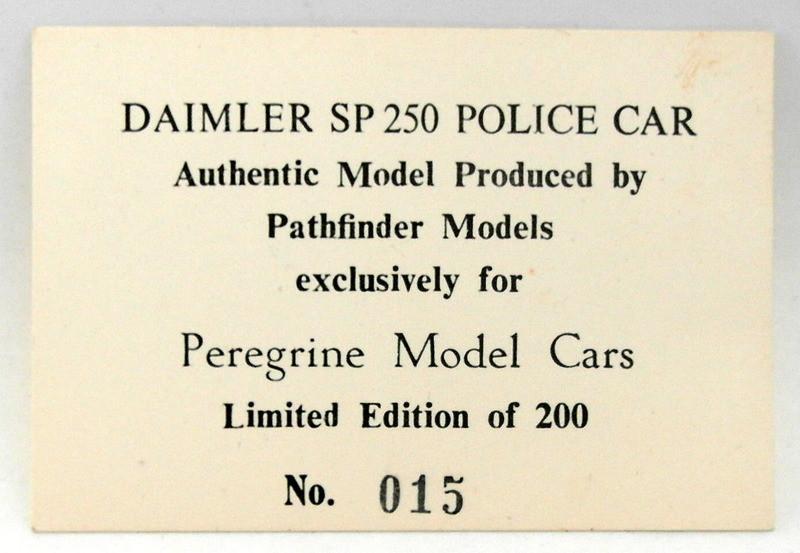 Pathfinder Peregrine 1/43 Scale PER9 - Daimler SP250 Police Car 1 Of 200 Black