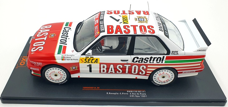 IXO Models 1/18 Scale 18RMC081A - BMW M3 E30 #1 Spa Bastos 1991 Ravaglia