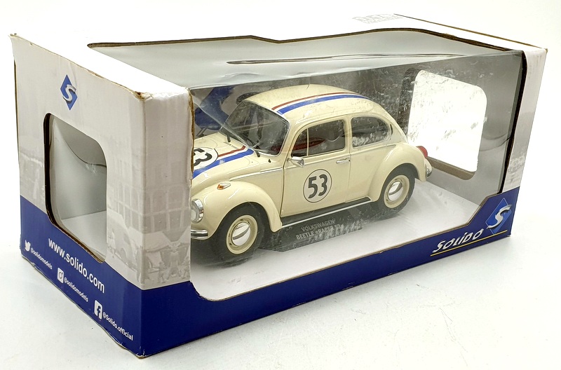 Solido 1/18 Scale Diecast S1800505 - VW Beetle Race #53 Herbie - White