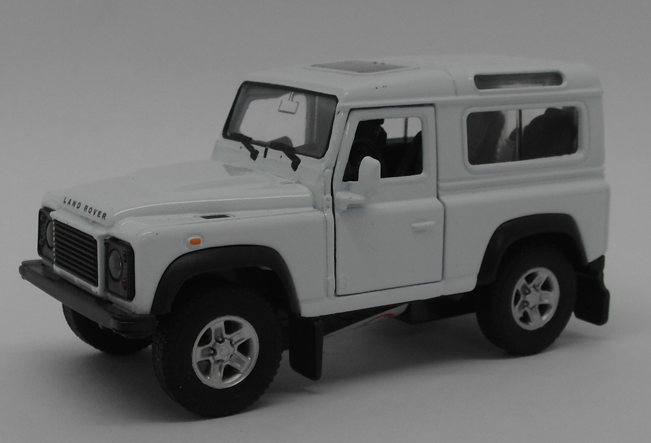 Land Rover Defender - White - Kinsmart Pull Back & Go Diecast Metal Model Car