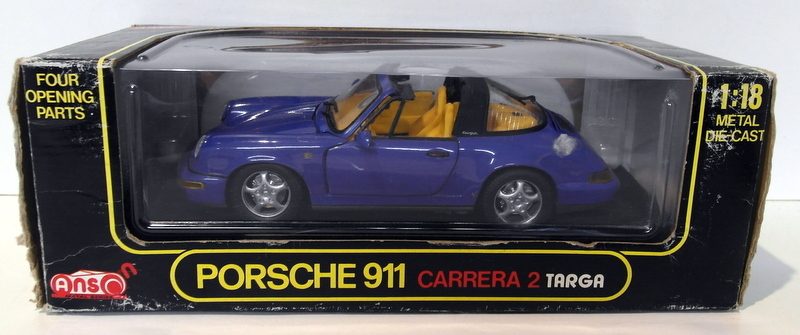 Anson 1/18 Scale diecast - 30305-W Porsche 911 964 Carrera 2 Targa Blue