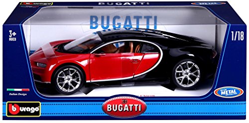 Burago 1/18 Scale 18-11040R - Bugatti Chiron - Red & Black
