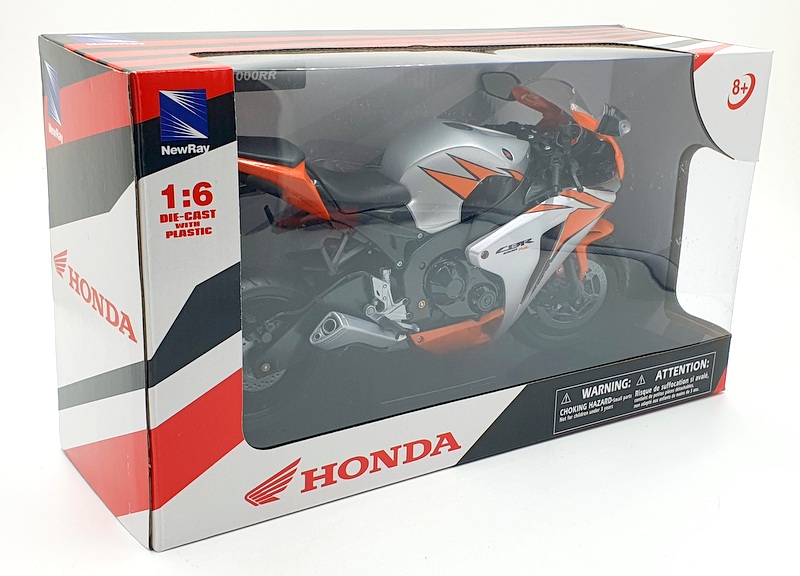 NewRay 1/6 Scale Diecast 49293 - Honda CBR 1000RR Motorbike - Orange/Silver