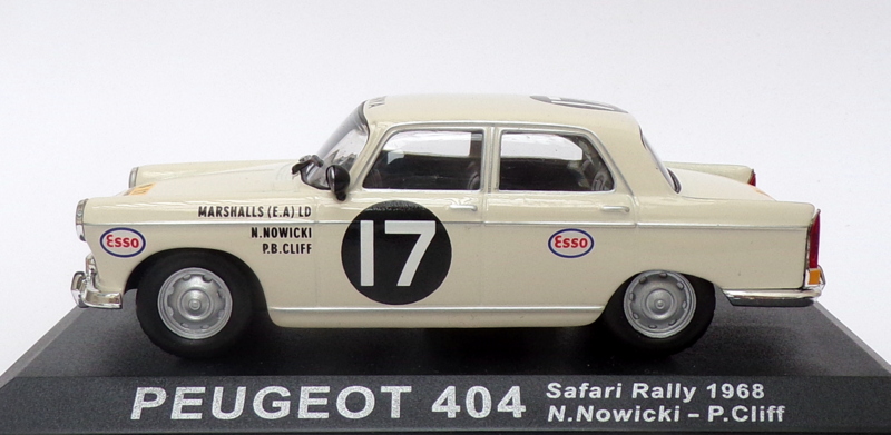 Altaya 1/43 Scale PE6817 - Peugeot 404 Safari Rally 1968 - #17 Nowicki/Cliff