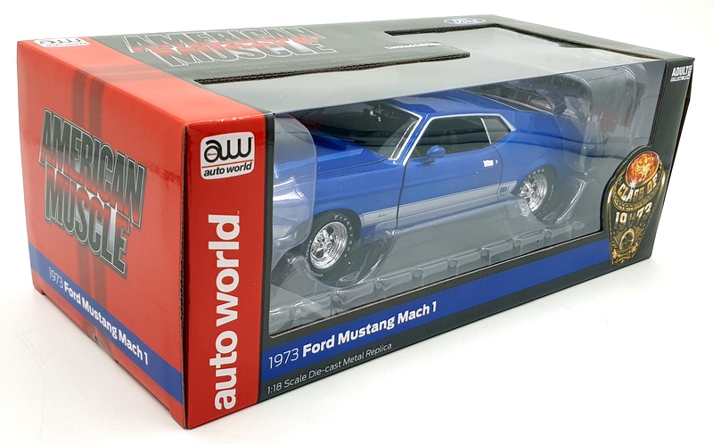 Auto World 1/18 Scale AMM1323/06 - 1973 Ford Mustang Mach 1 - Blue