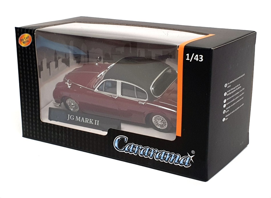 Cararama 1/43 Scale Diecast 4-16741 - Jaguar Mk2 - Maroon/Black