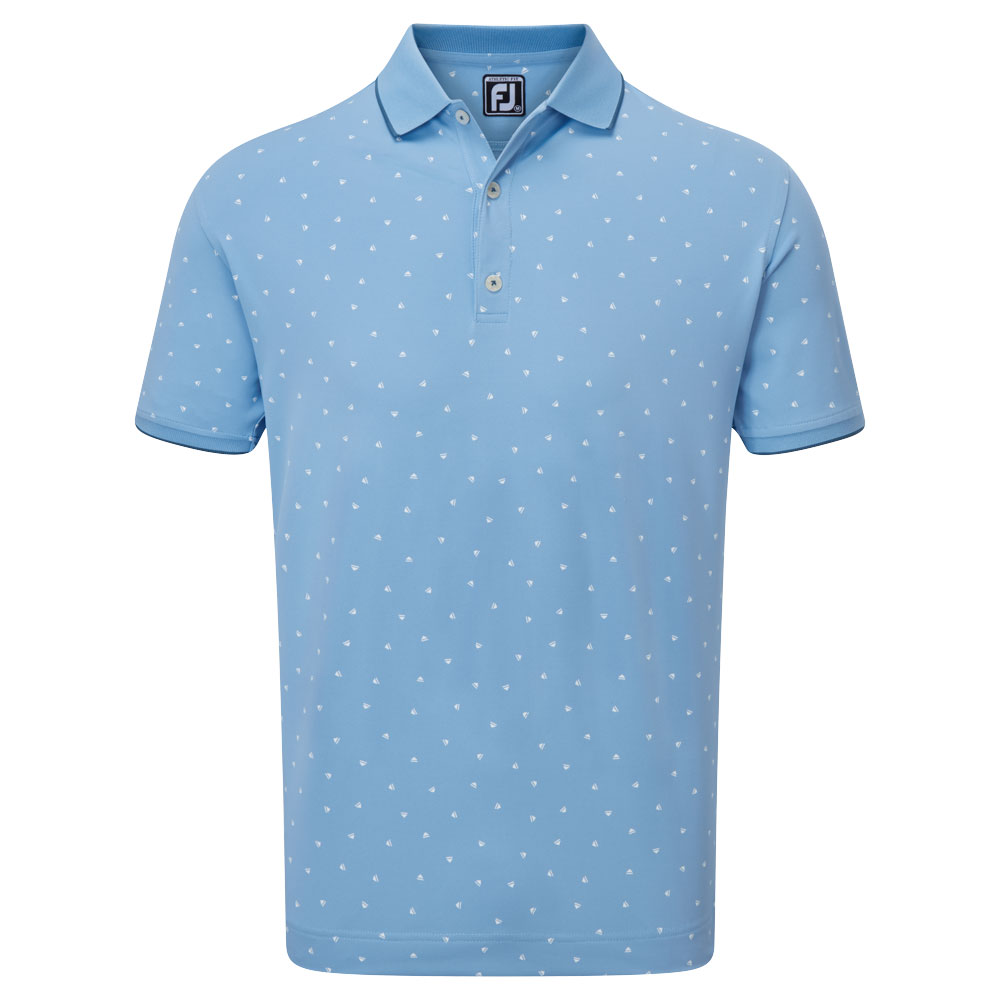 FootJoy Push Play Print Pique Mens Golf Polo Shirt  - Dusk Blue/White