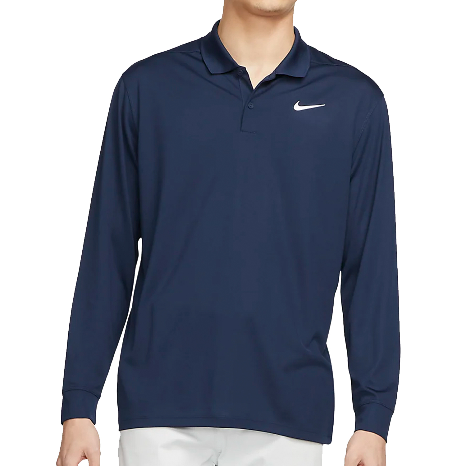 Nike Golf Dri-Fit Victory Long Sleeve Mens Polo Shirt  - College Navy