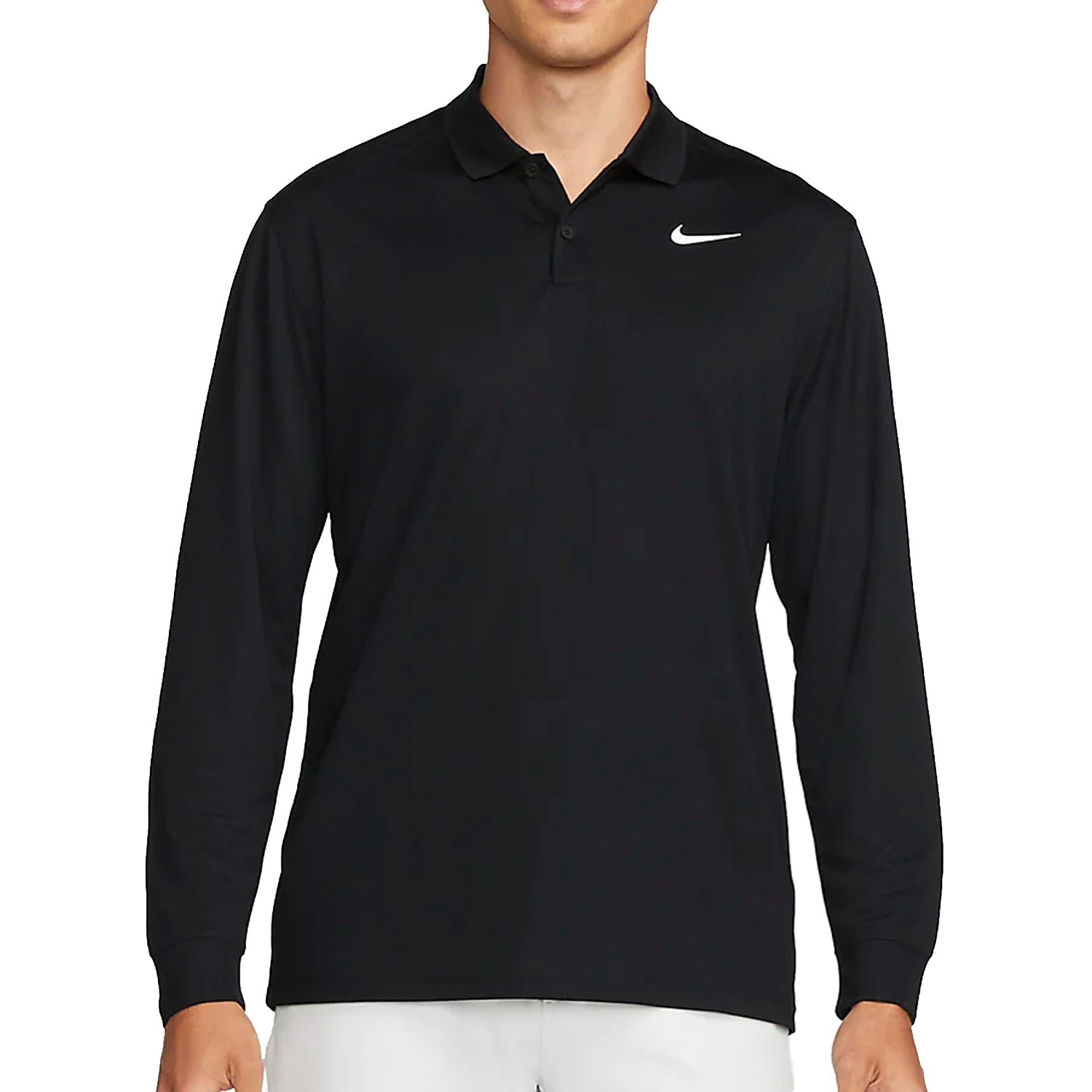 Nike Golf Dri-Fit Victory Long Sleeve Mens Polo Shirt  - Black