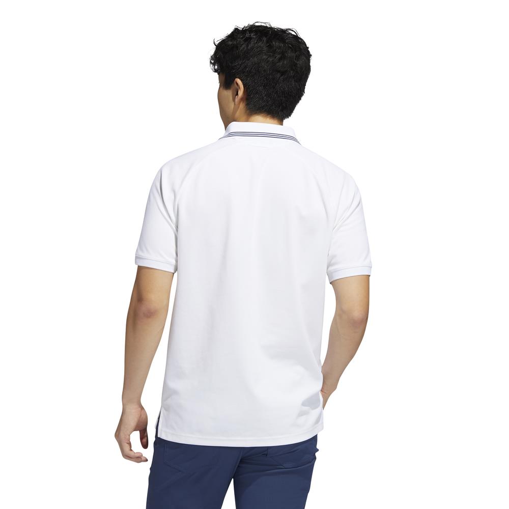 adidas Golf Go-To Pique Primegreen Polo Shirt  - White/Crew Navy