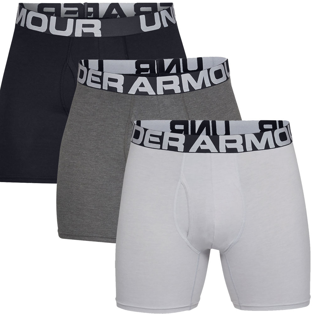 Under Armour Mens Charged Cotton 6-inch Boxerjock 3-Pack, White