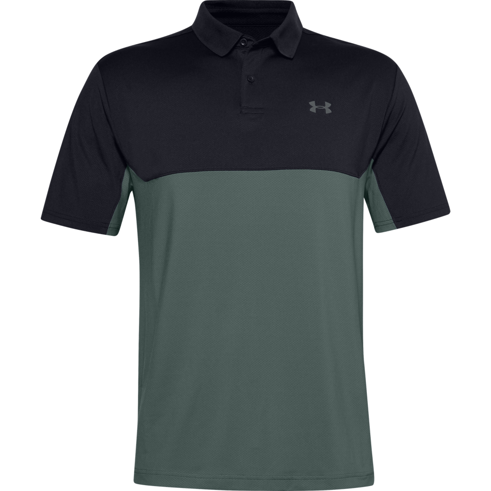 Under Armour Mens Colorblock Golf Polo Shirt  - Black/Lichen Blue