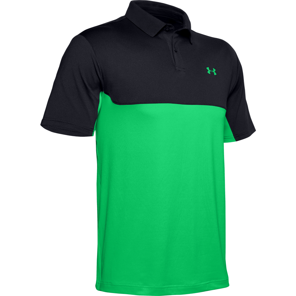 Under Armour Mens Colorblock Golf Polo Shirt  - Black/Green