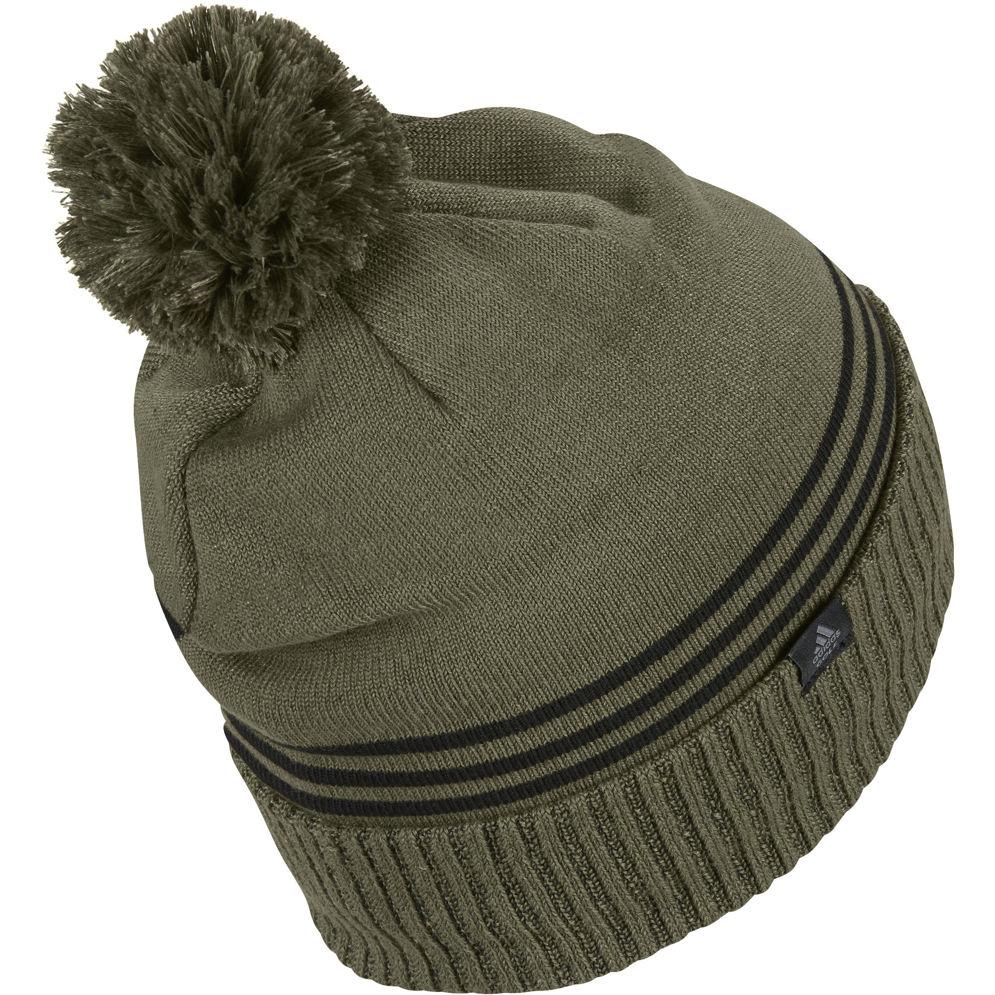 adidas Golf Mens Font Pom Beanie Thermal Warm Winter Hat  - Focus Olive