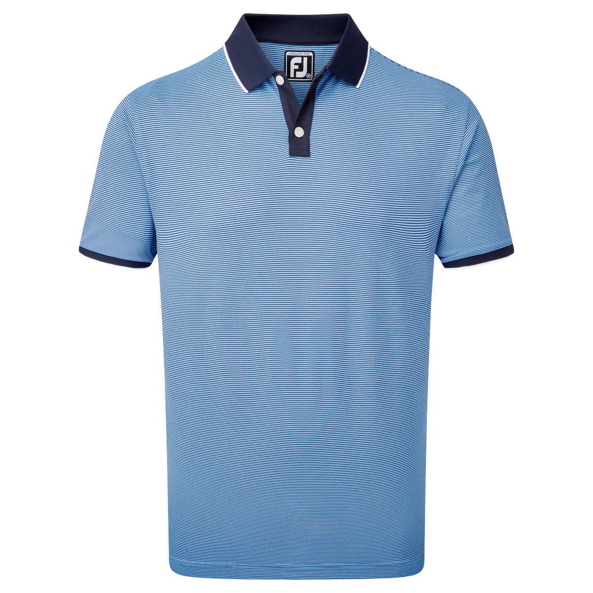 FootJoy Pique Ministripe Mens Golf Polo Shirt  - Navy/Lagoon