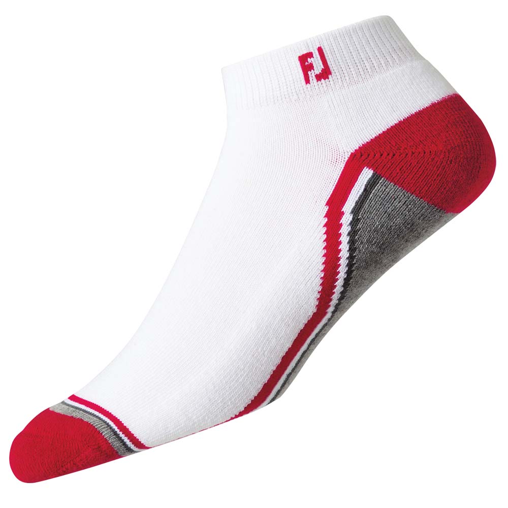 FootJoy Mens ProDry Fashion Sport Socks UK 6-11  - White/Red/Grey