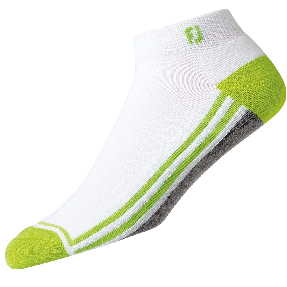 FootJoy Mens ProDry Fashion Sport Socks UK 6-11  - White/Lime/Grey