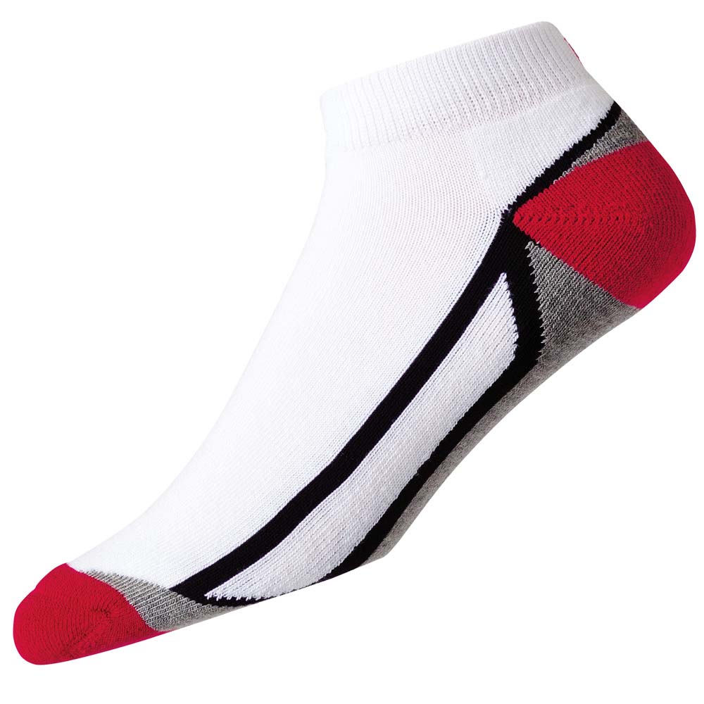 FootJoy Mens ProDry Fashion Sport Socks UK 6-11  - White/Grey/Red